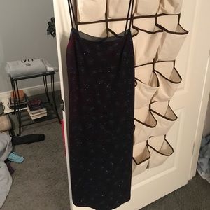 Black Dress with Blue Decor